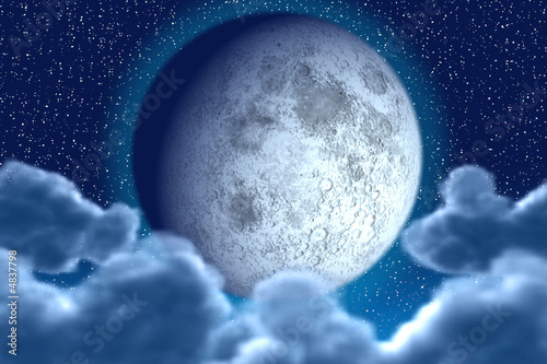 Foto-Doppelrollo - Starlit night with full moon (von Veronika Galkina)