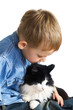 canvas print picture Little boy and cat