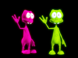 Two Alien's Waving 2