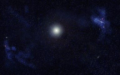 Wall Mural - starfield with big star