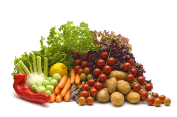 Wall Mural - fresh vegetables on white background