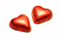 Chocolate Hearts In Red Foil 