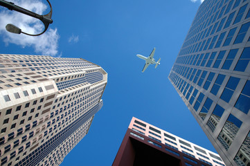 Jet Above Buildings