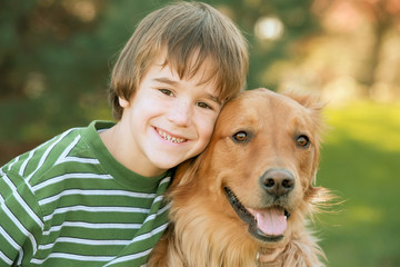 Boy with Golden Retriever