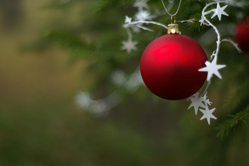 deck the real christmas tree with balls and stars