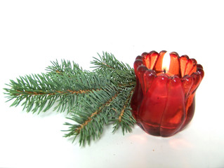 Candle and fir-tree branch