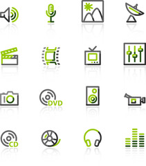 Wall Mural - green-gray media icons