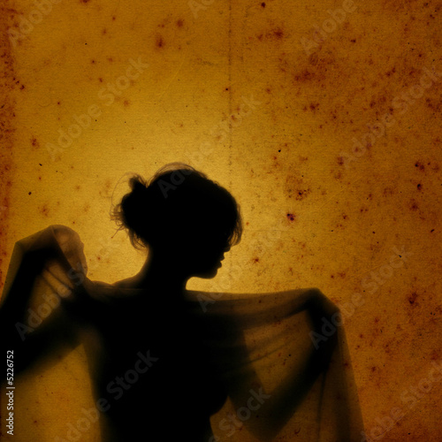 Obraz w ramie Veiled girl in vintage background