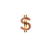 symbol of dollar as a decoration on a white background