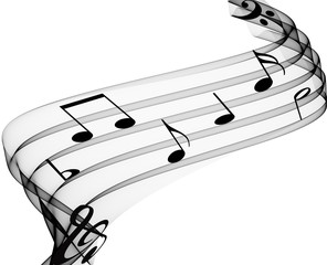 Sticker - music notes on soft grey curves