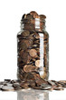Jar of pennies overflowing 