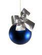 isolate blue christmas ball with silver bruise
