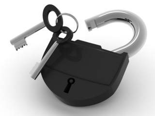 Poster - Padlock with keys