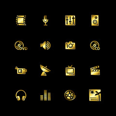 Wall Mural - Gold media icons