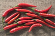 Red chillies on hessian sack