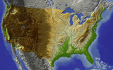Fototapeta Mapy - Relief map of conterminous USA.