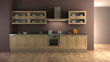 Wall Mural - classic style kitchen interior 3d rendering