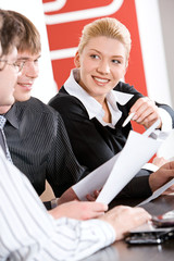 Wall Mural - Portrait of business people working