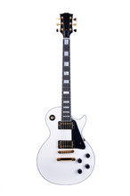 White Electric Rock Guitar Shot On White Background