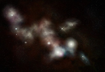 Wall Mural - digital created starfield with long cosmic nebula