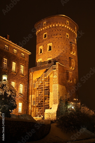 Obraz w ramie Sandomierz Tower at night