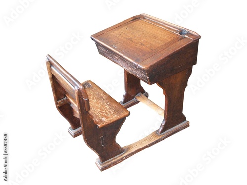 An Old Fashioned School Desk And Chair Buy This Stock Photo And