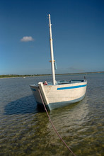 White Dhow Or Traditional Wooden Boat 