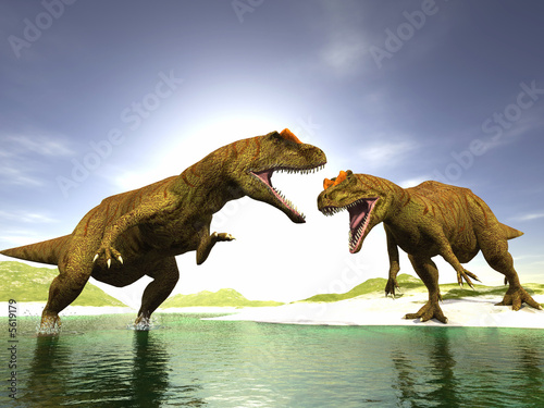 Fototapeta na wymiar two dinosaurs
