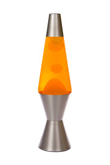 Orange silver lava lamp isolated on white