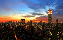 New York City Midtown Skyline At Dark