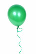 Gren balloon with ribbon isolated on white background
