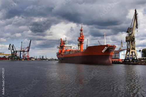 Fototapeta na wymiar Ship in Shiprepair Yard of Gdansk