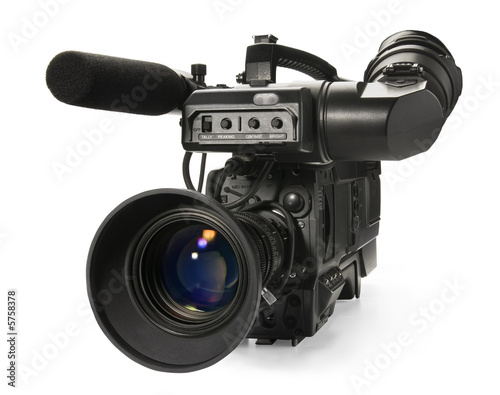 Fotografie, Obraz Professional digital video camera, isolated on white background