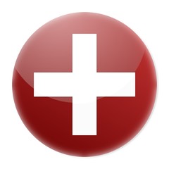Poster - white cross on red aqua button