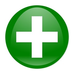 Aufkleber - white cross on green aqua button