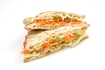 Wall Mural - healthy vegetables  sandwich on white background