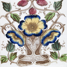 An Art Nouveau Tile Dating Around 1890 With Flower Design
