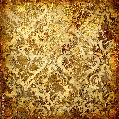 vintage grunge background with golden patterns