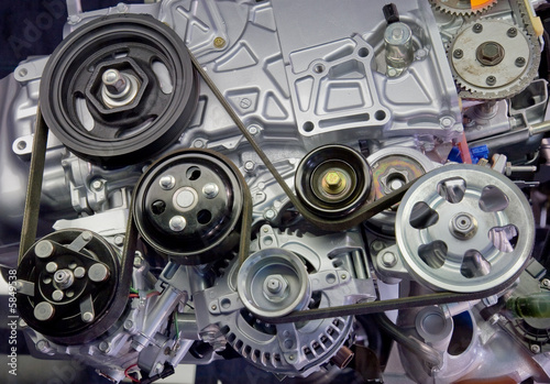 Fotografie, Obraz Close-up image of a supercharged automobile engine
