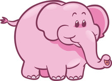Cute Pink Elephant Vector Illustration