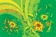 floral background in green design