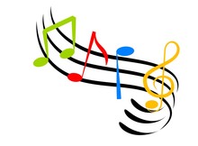An Illustration Of Colorful Music Notes Made With Line Art