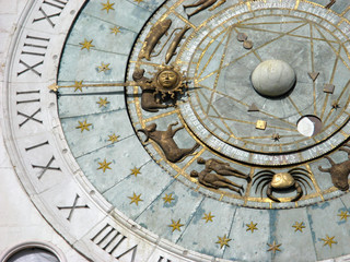 ancient zodiacal clock detail in padua, italy