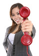 © Stephen Coburn - A pretty business woman holding a red phone