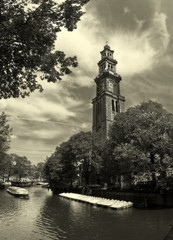 Wall Mural - Amsterdam. Canal #6 (sepia).