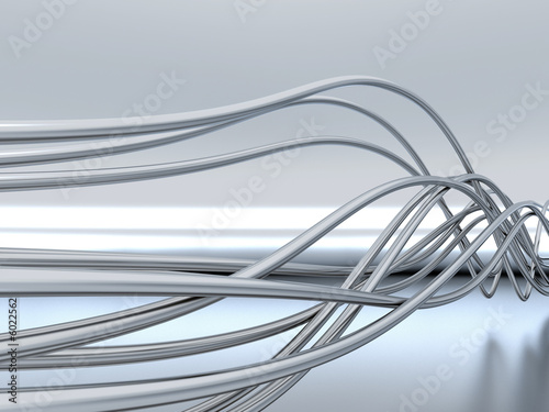 metal cables on a reflective background