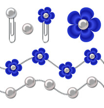 Blue And Perls,decorative Element For Digital Scrapbooking