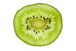 A slice of kiwi fruit backlit to show detail and structure