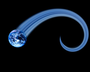 Earth image with motion blur trails,isolated