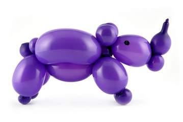 High resolution purple twisted balloon rhino isolated on white